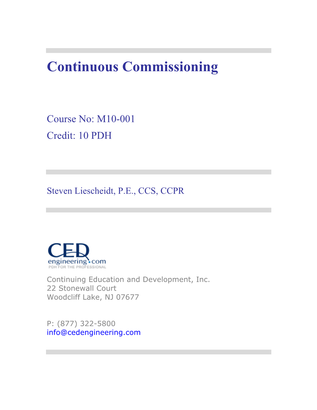 Continuous Commissioning Guidebook