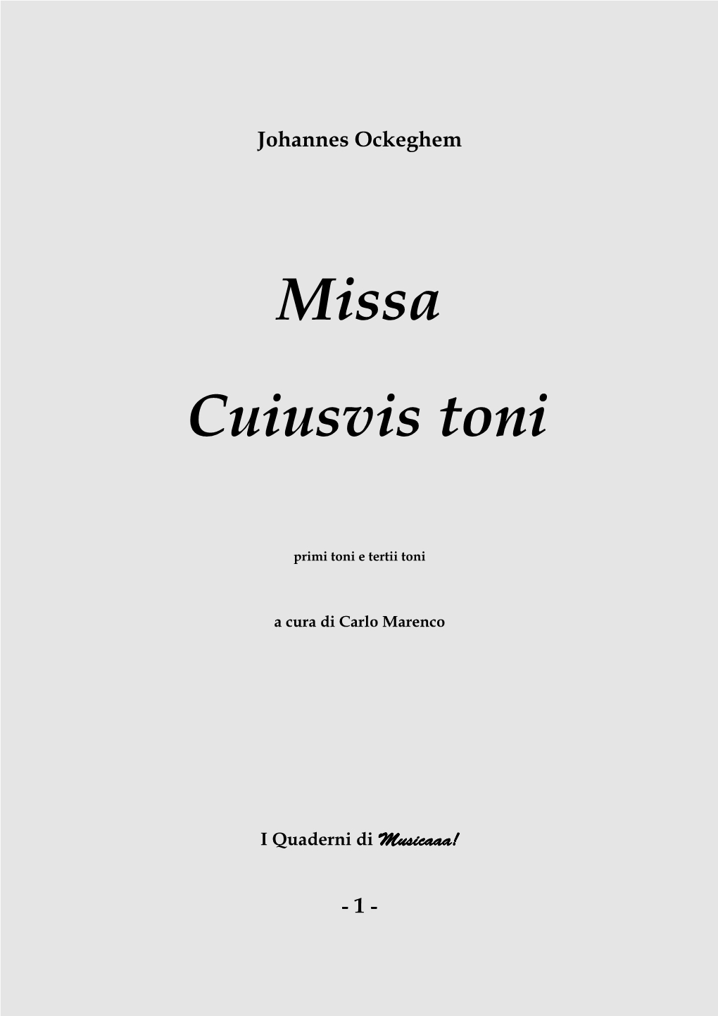 Missa Cuiusvis Toni