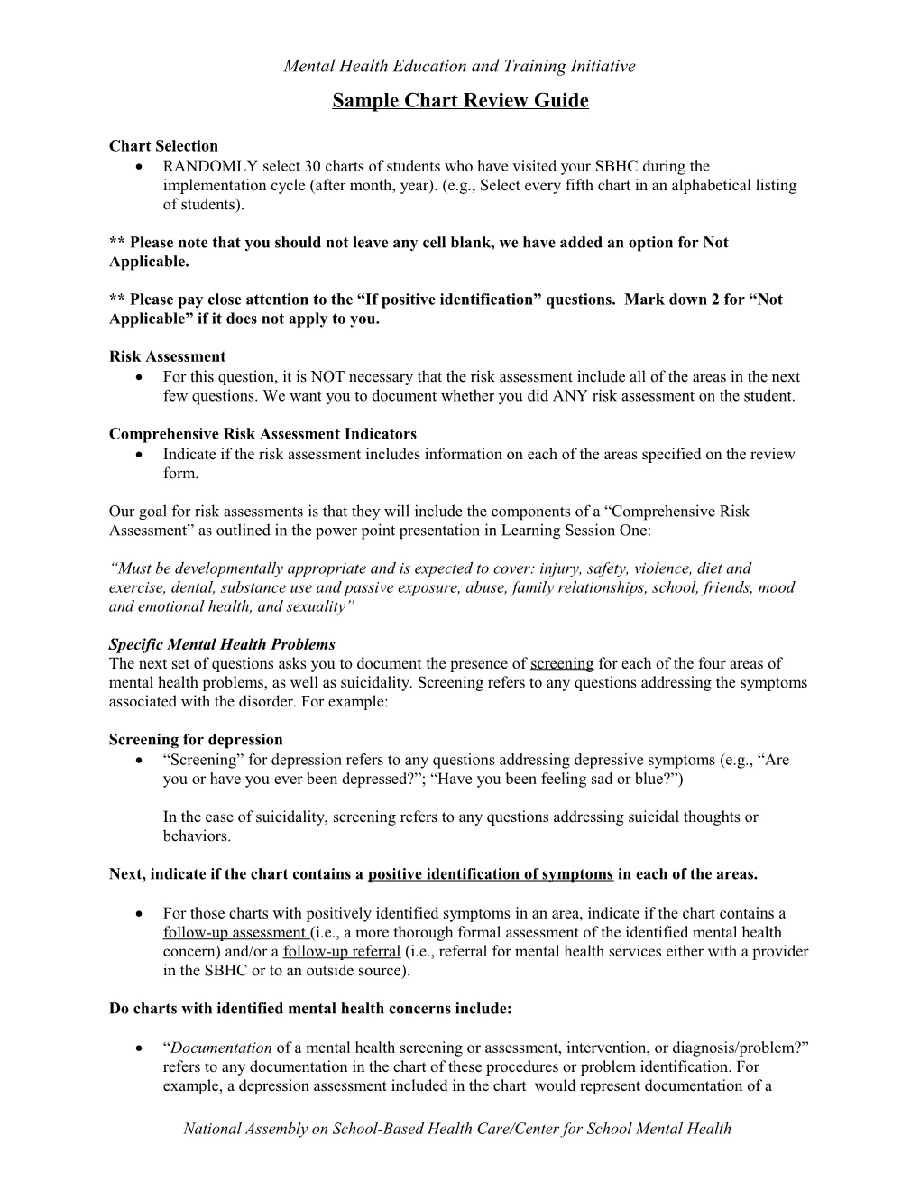 Chart Review Guide