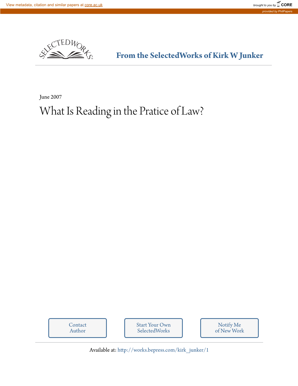 What Is Reading in the Pratice of Law?