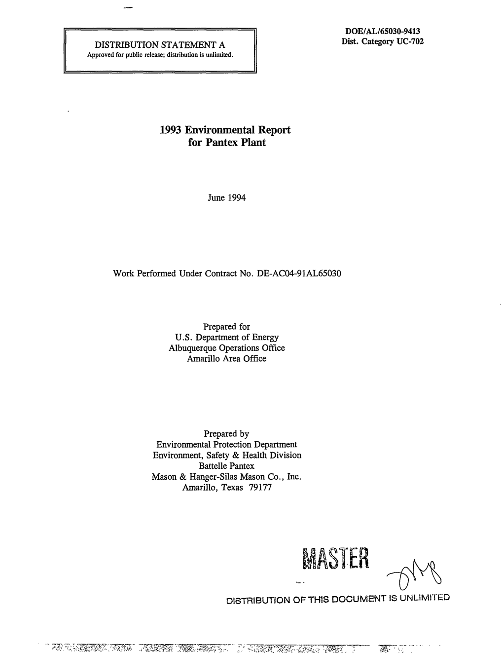 1993 Environmental Report for Pantex Plant