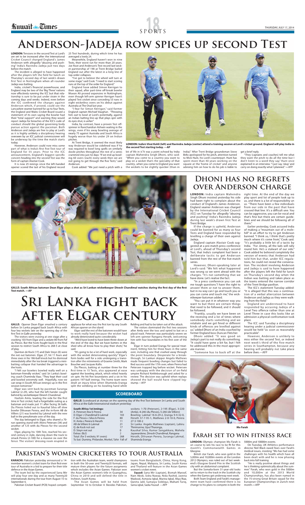 Sri Lanka Fight Back After Elgar Century