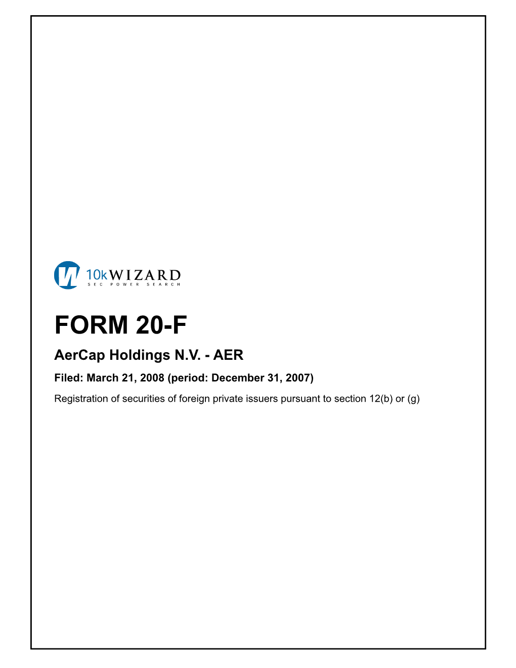 FORM 20-F Aercap Holdings NV