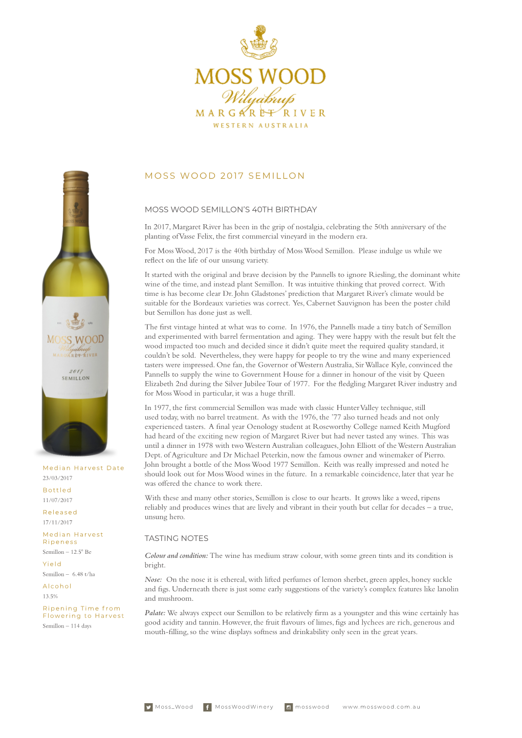 Moss Wood 2017 Semillon