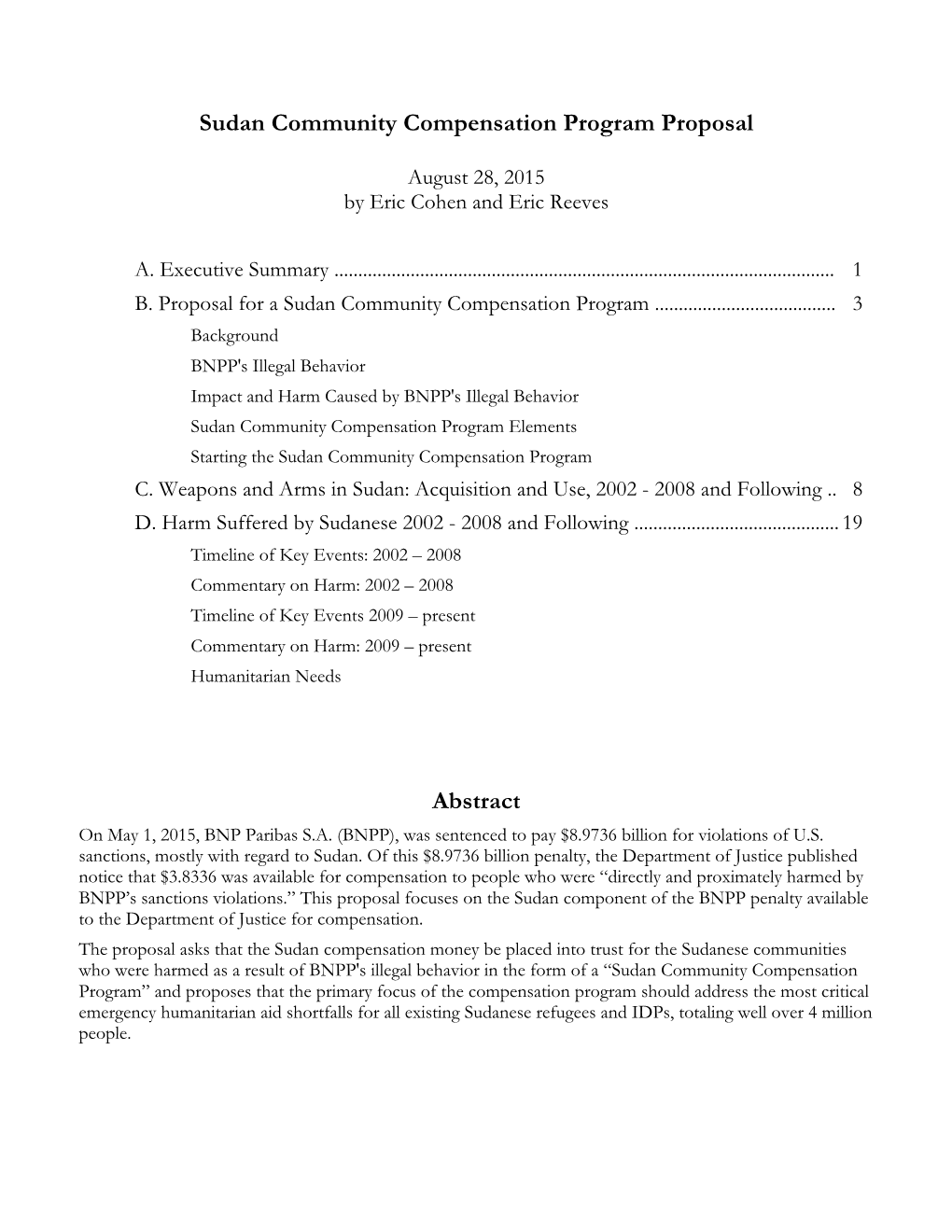 BNP Restitution Proposal for Sudan