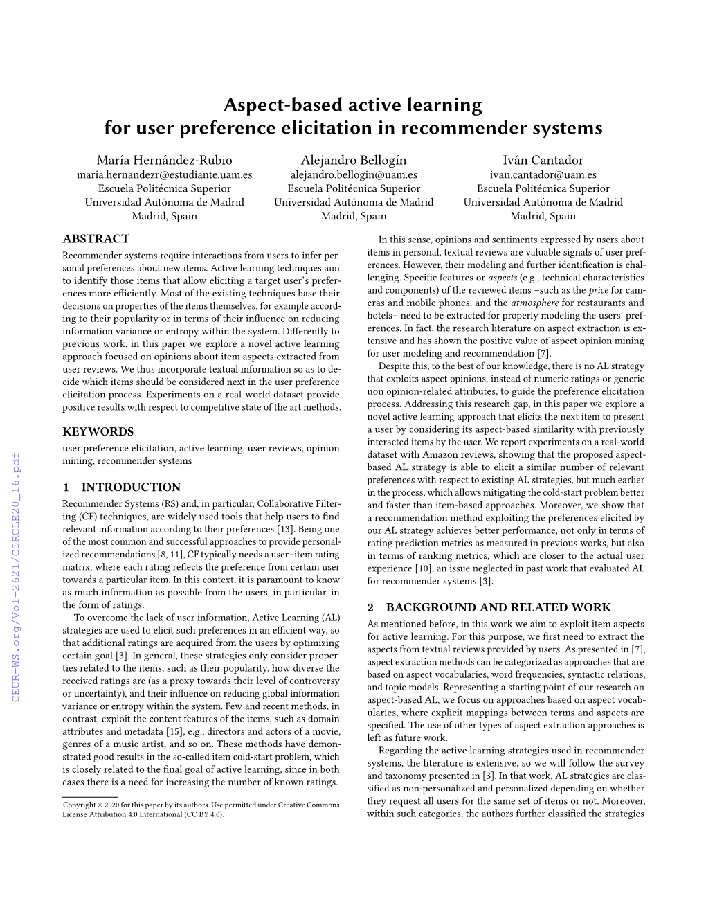 Aspect-Based Active Learning for User Preference Elicitation in Recommender Systems