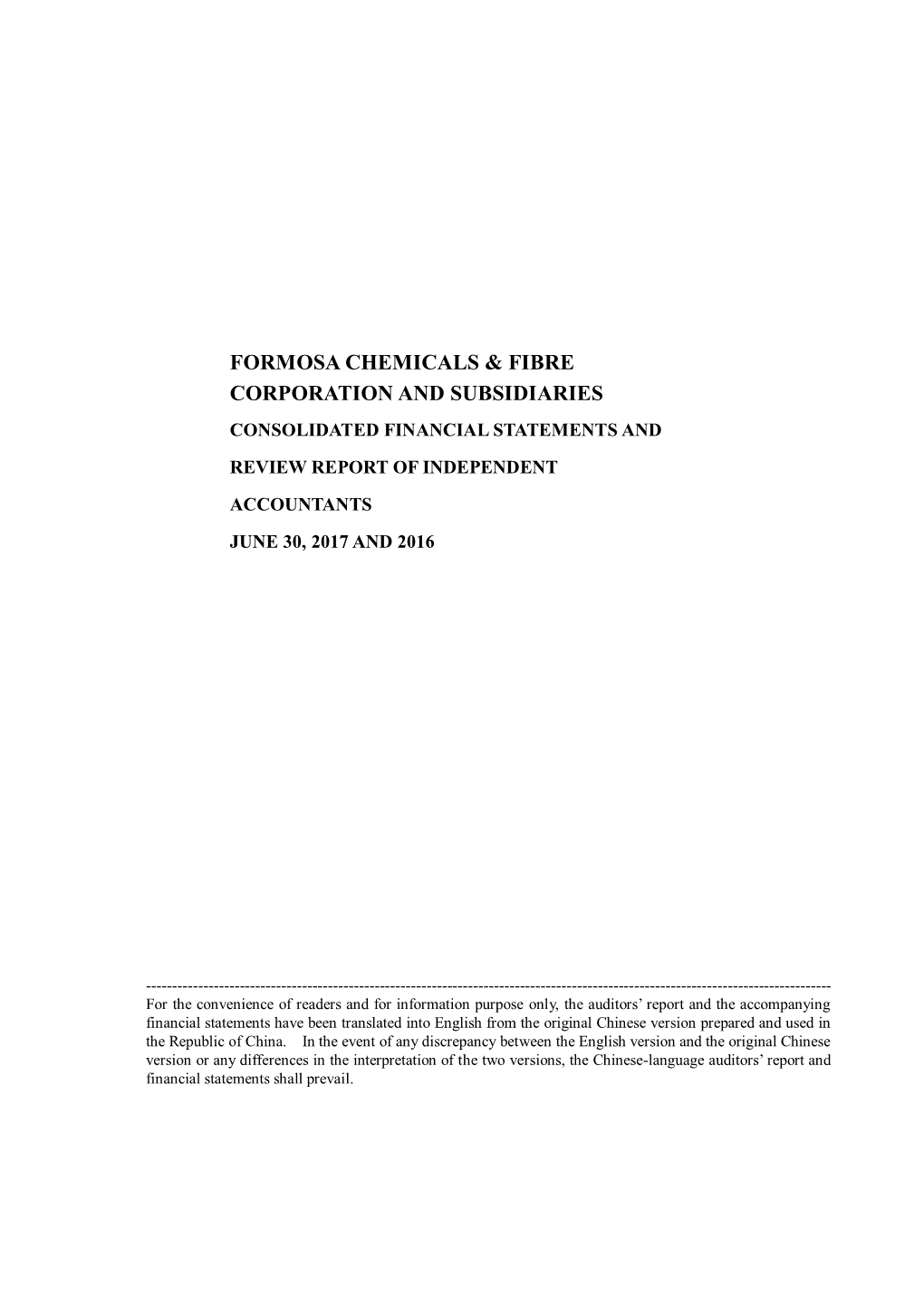 Formosa Chemicals & Fibre Corporation and Subsidiaries
