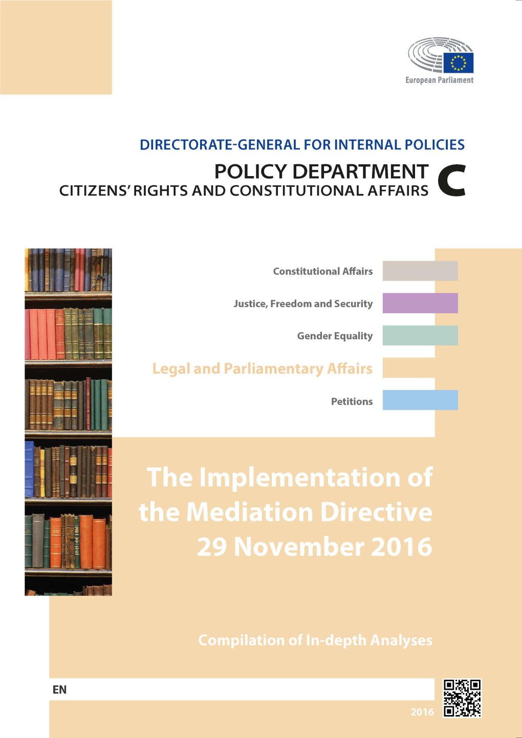 The Implementation of the Mediation Directive WORKSHOP 29 November 2016