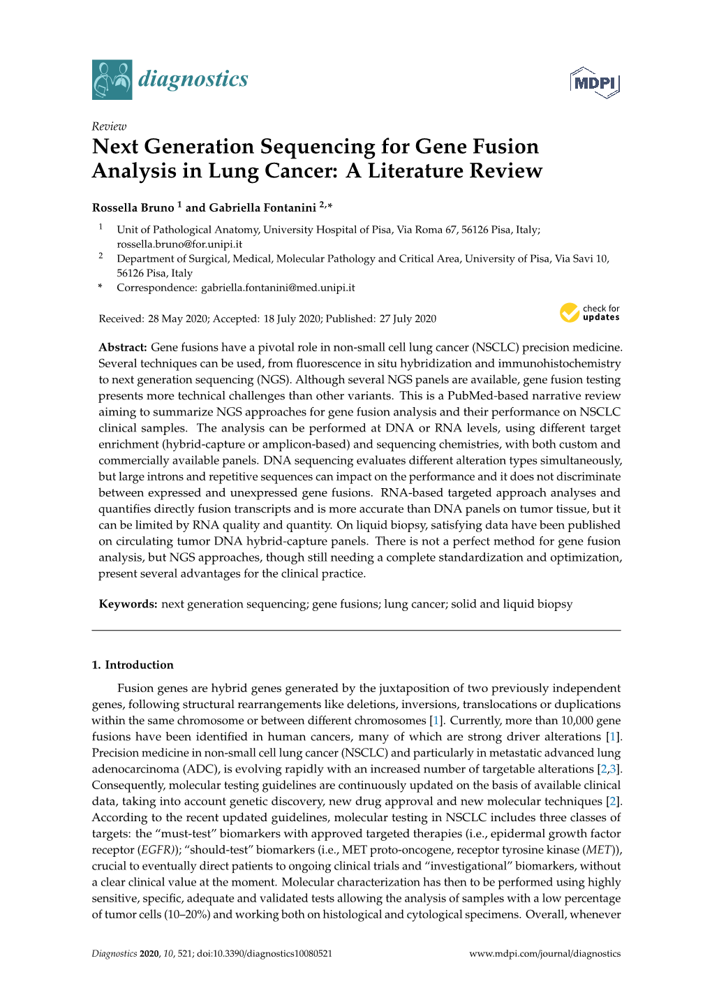Next Generation Sequencing for Gene Fusion Analysis in Lung Cancer: a Literature Review