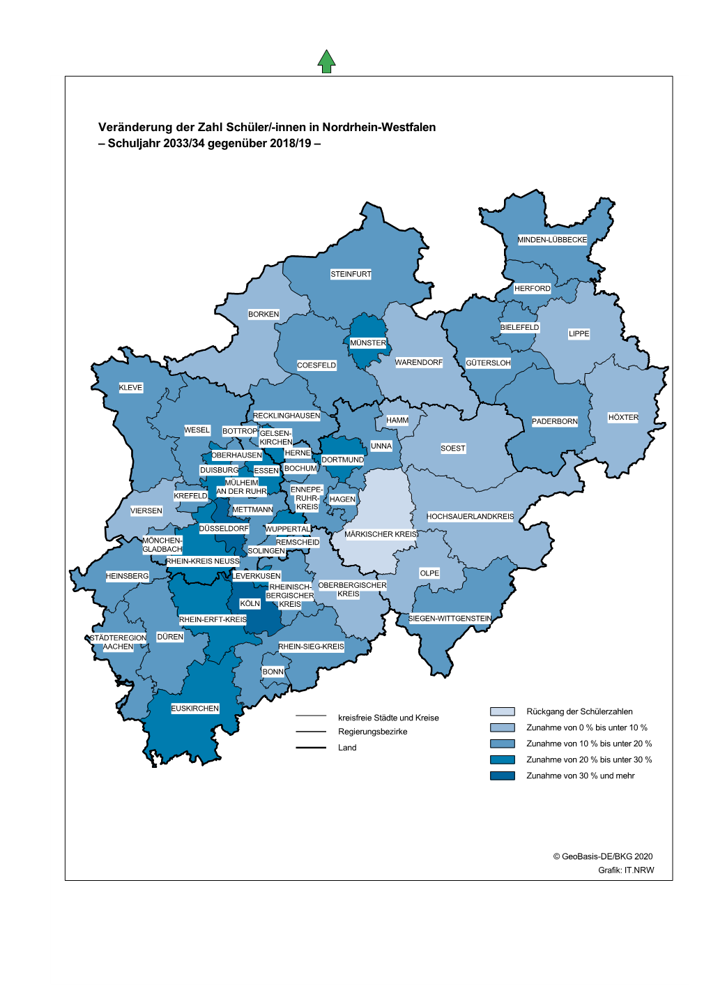 Veränderung Der Zahl Schüler/-Innen in Nordrhein-Westfalen – Schuljahr 2033/34 Gegenüber 2018/19 –