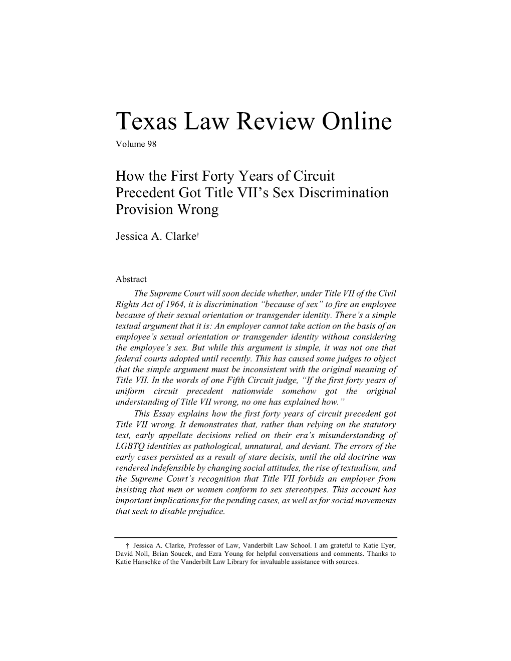 Texas Law Review Online Volume 98