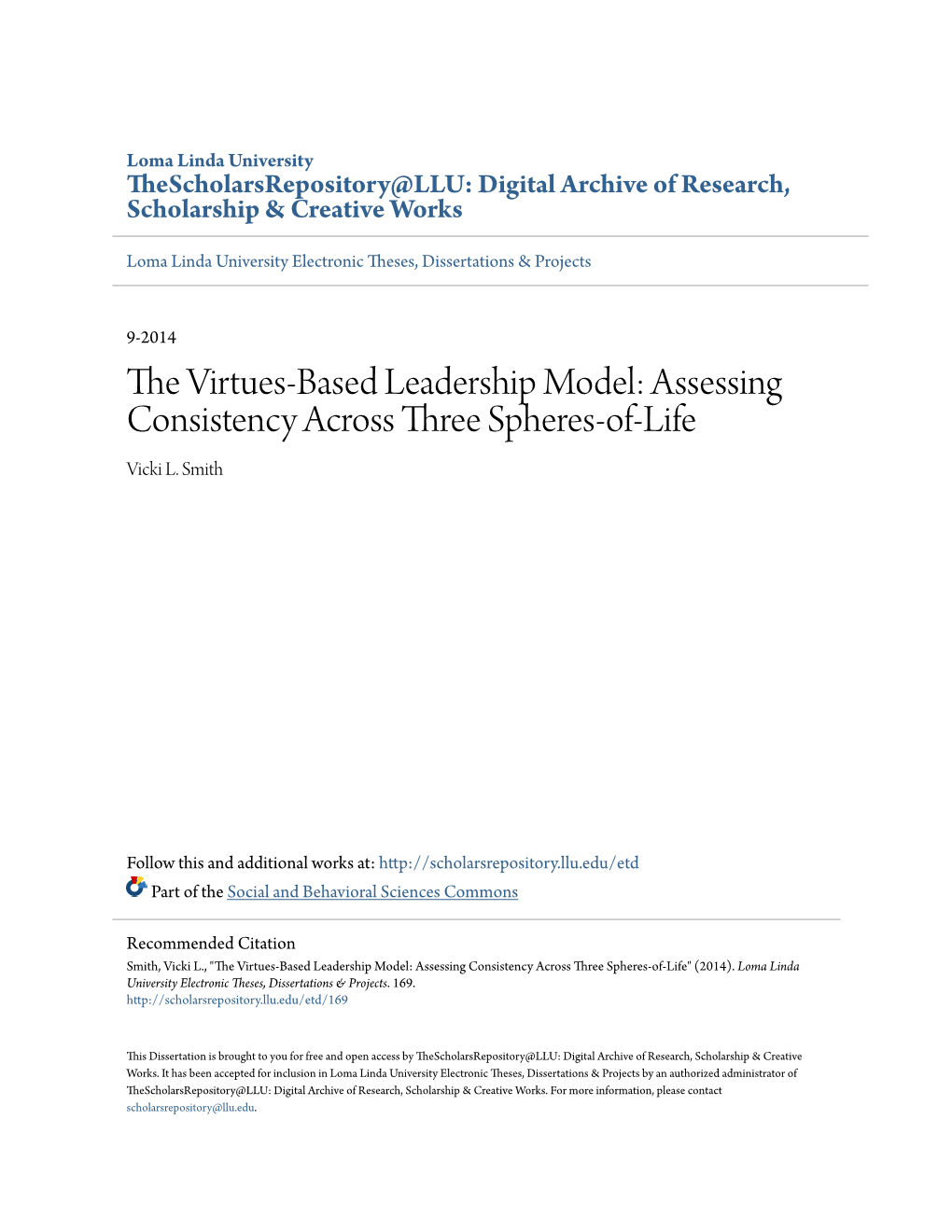 The Virtues-Based Leadership Model: Assessing Consistency Across Three Spheres-Of-Life