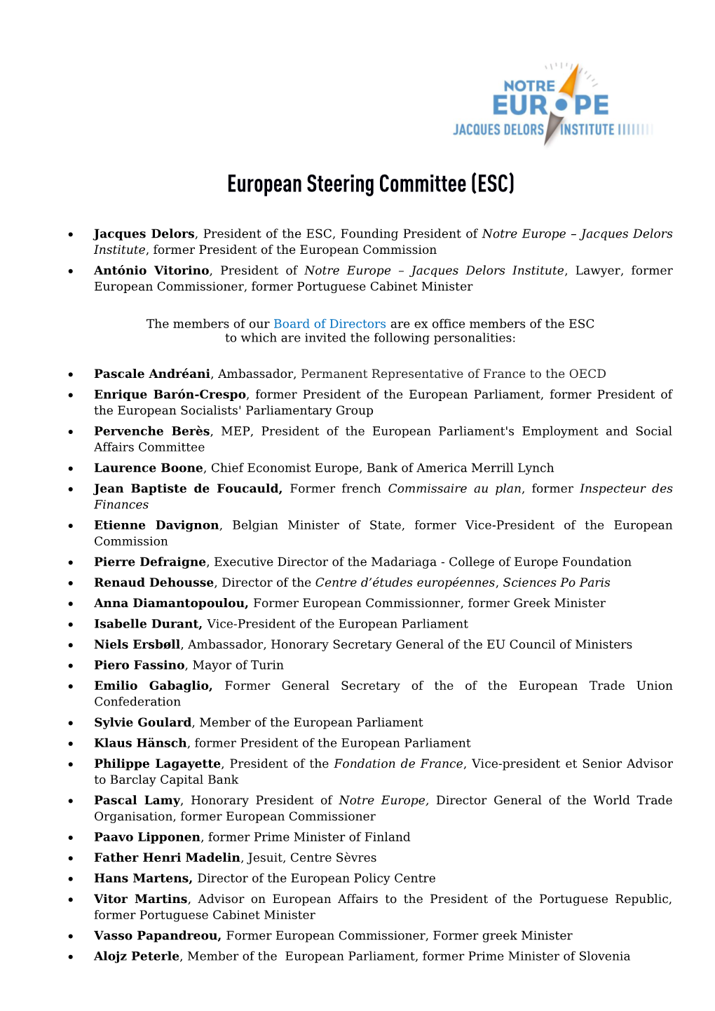 European Steering Committee (ESC)