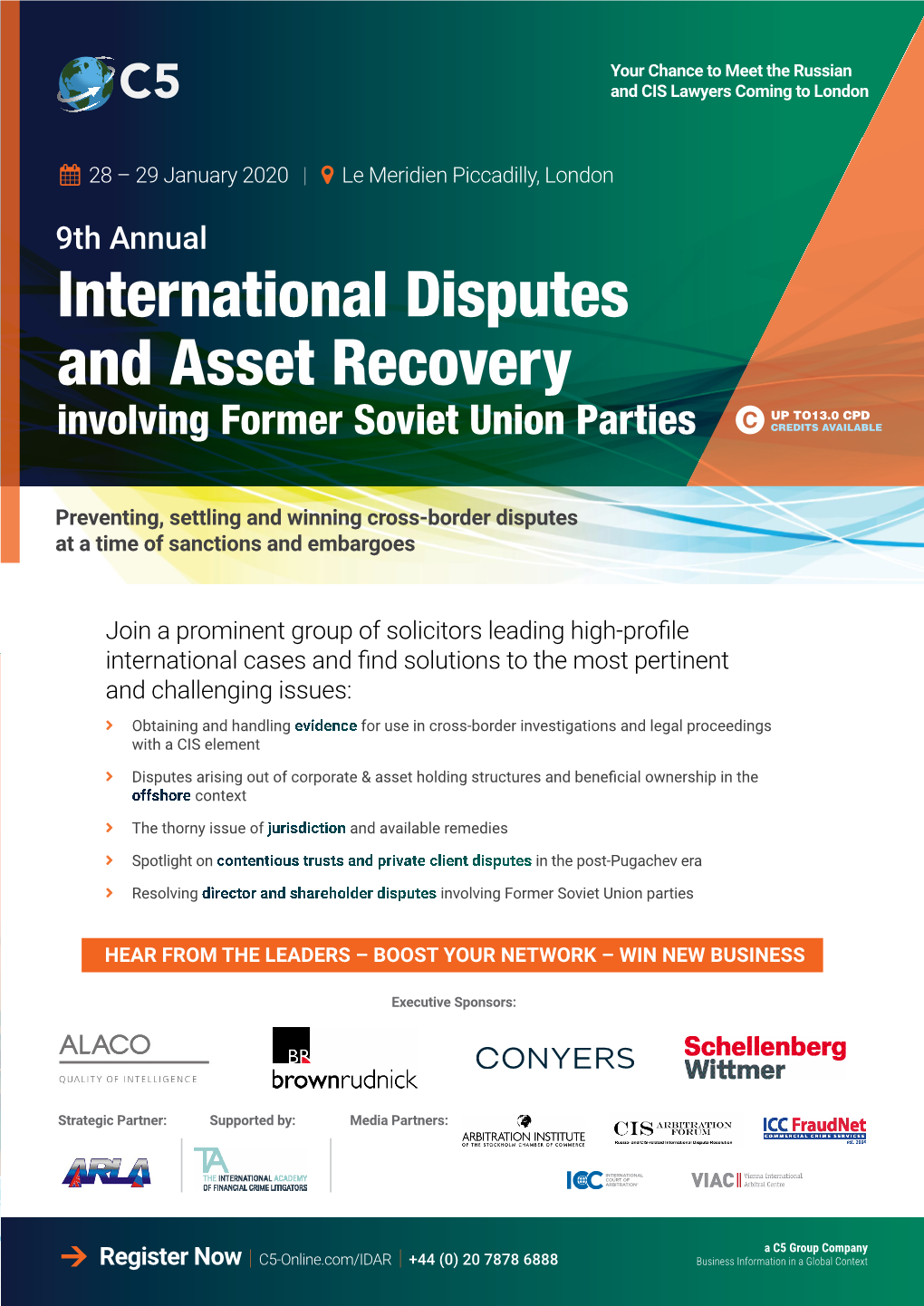 International Disputes and Asset Recovery up TO13.0 CPD Involving Former Soviet Union Parties CREDITS AVAILABLE