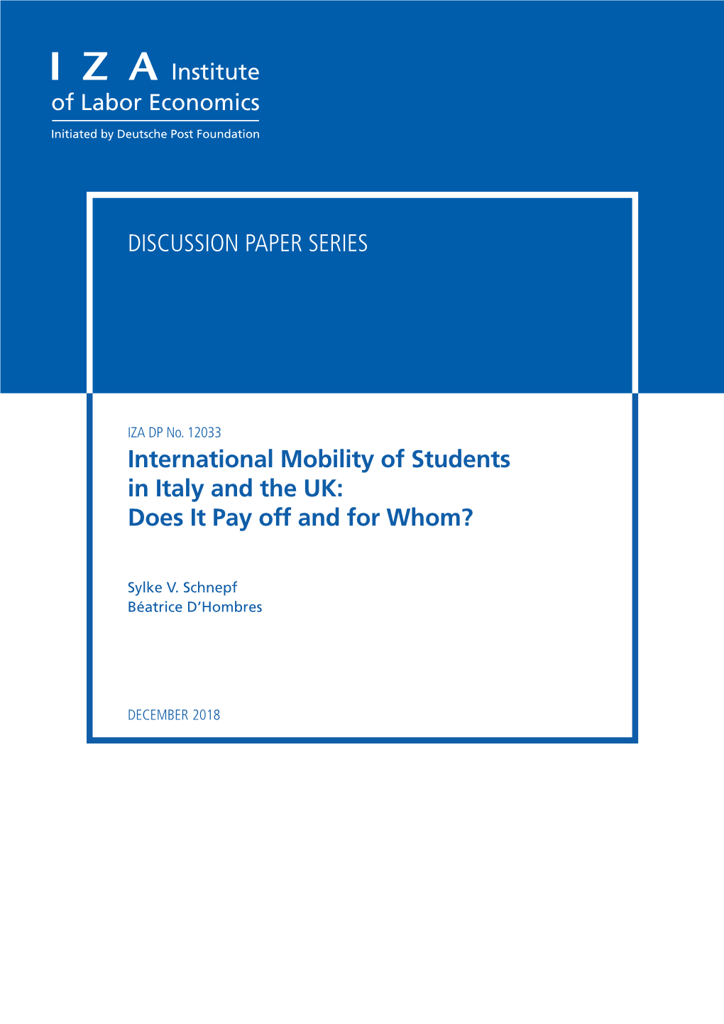 International Mobility of Students in Italy and the UK: Does It Pay Off and for Whom?