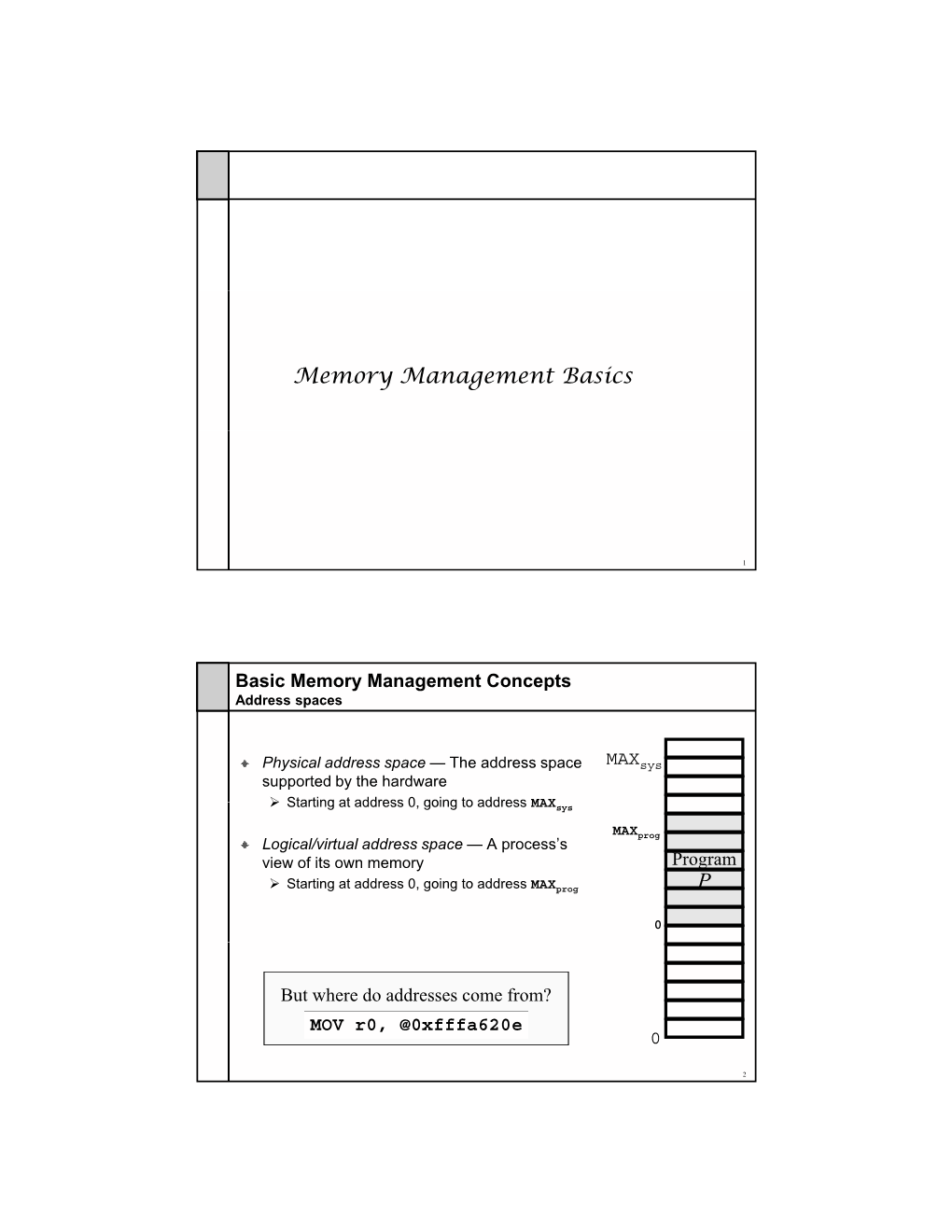 Memory Management Basics P