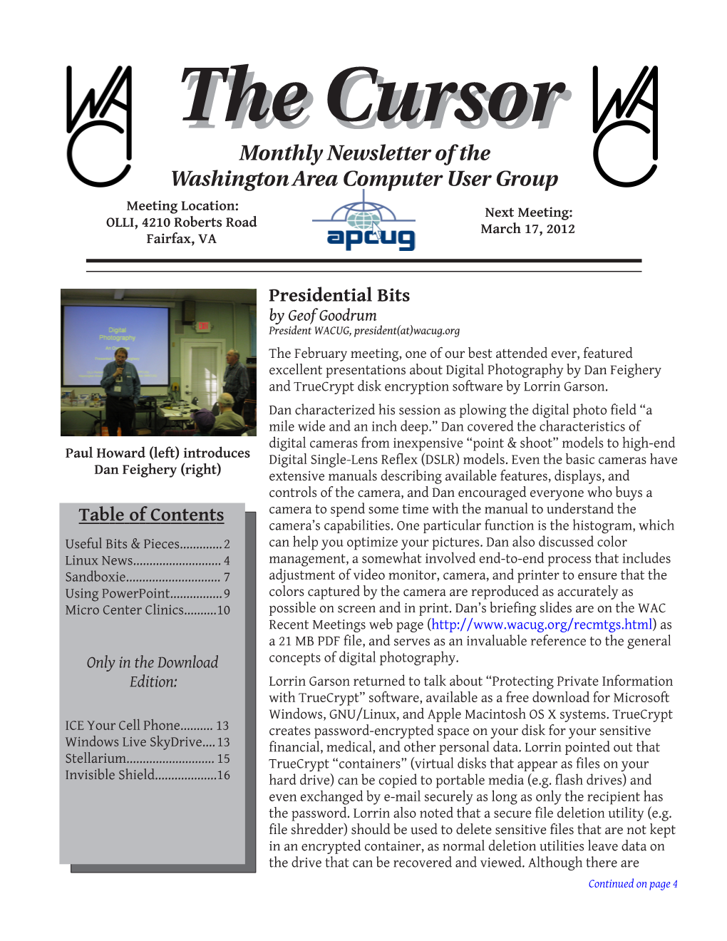 Cursor— Page 2 — March 17, 2012 Continued from Page 2 • See for News and Tips About Windows 8