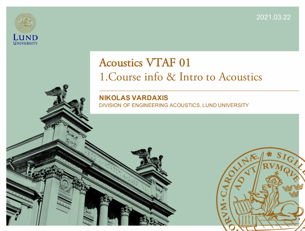 Acoustics VTAF 01 1.Course Info & Intro to Acoustics