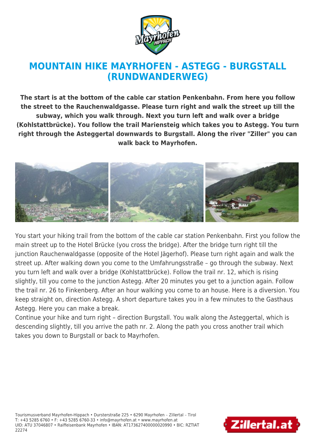 Mountain Hike Mayrhofen - Astegg - Burgstall (Rundwanderweg)