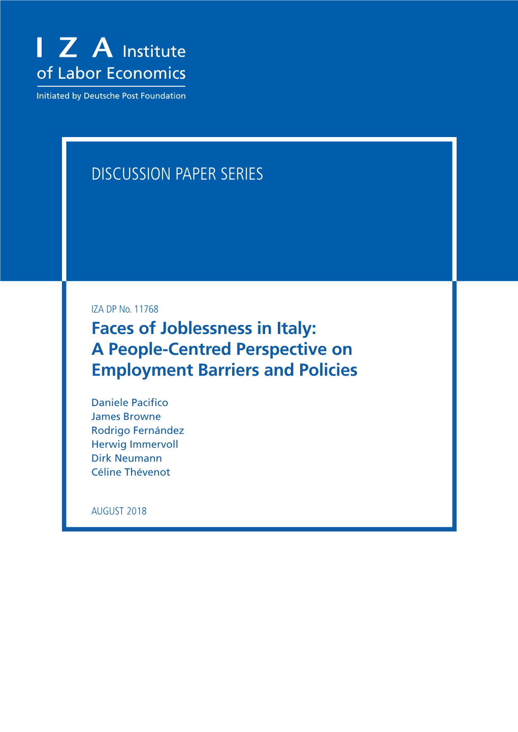 Faces of Joblessness in Italy: a People-Centred Perspective on Employment Barriers and Policies