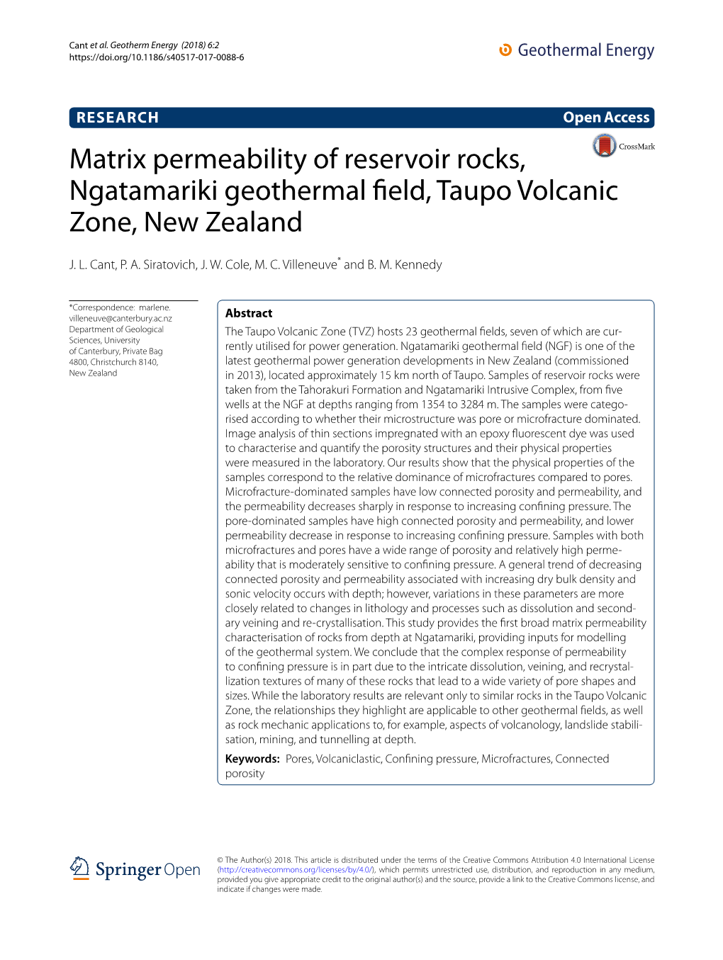 Matrix Permeability of Reservoir Rocks, Ngatamariki Geothermal Field