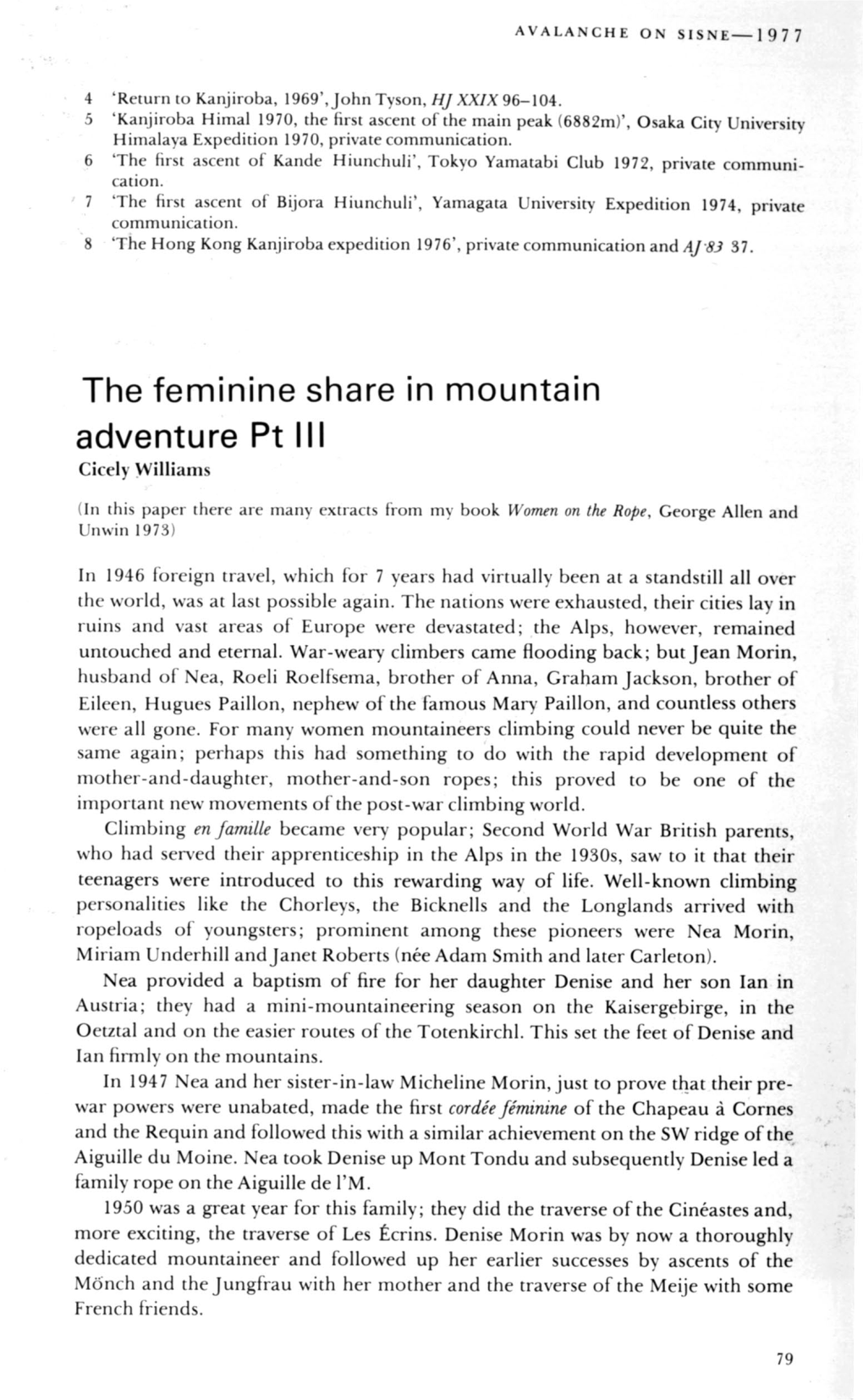 The Feminine Share in Mountain Adventure Pt III Cicely Williams