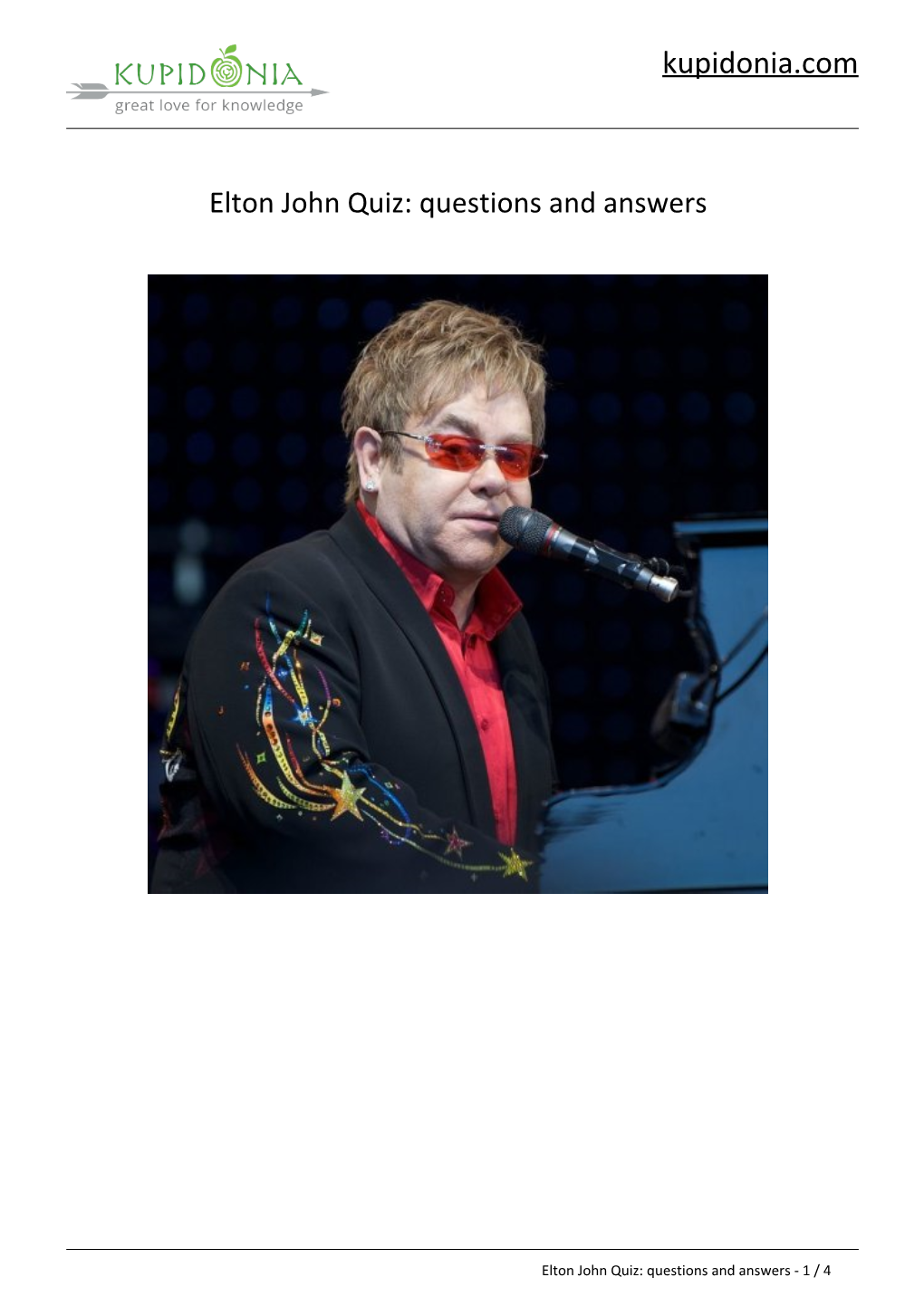 Elton John Quiz: Questions and Answers