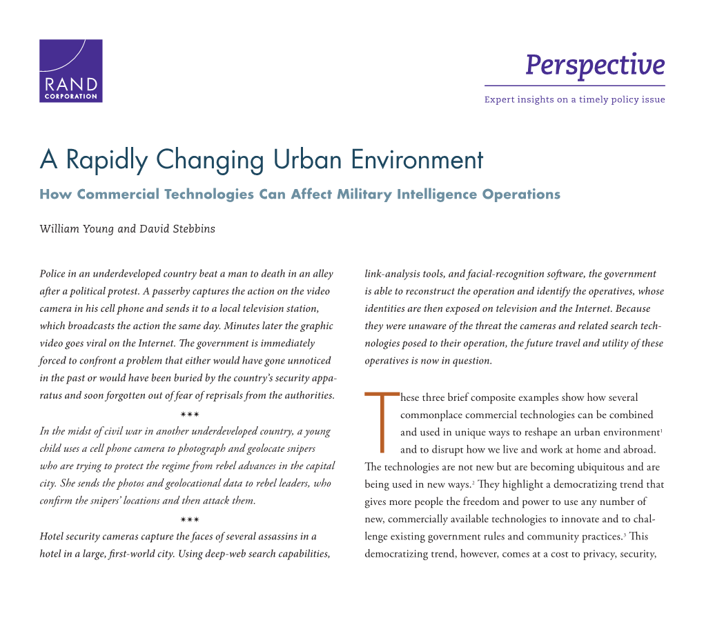 How Commercial Technologies Can Affect Military Intelligence Operations