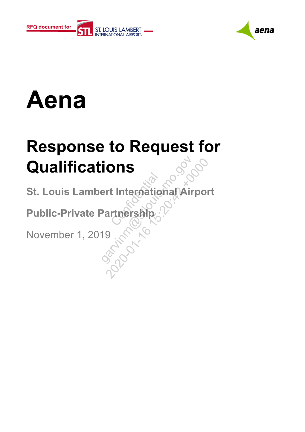 Response to Request for Qualifications St
