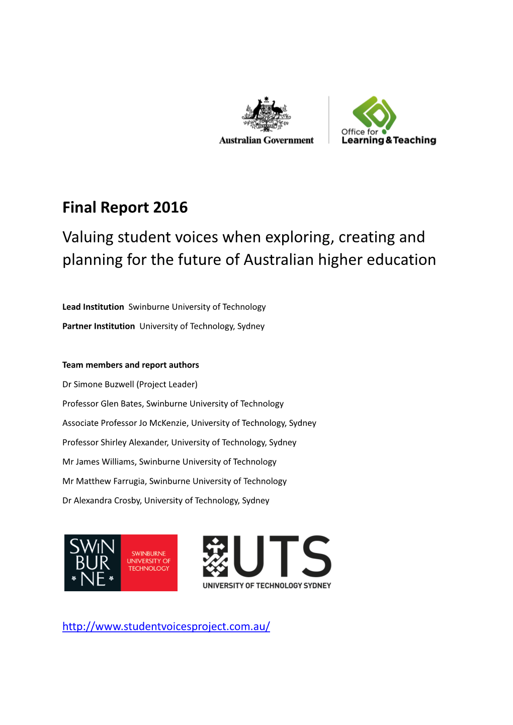 Valuing Student Voices When Exploring, Creating and Planning for the Future of Australian Higher Education