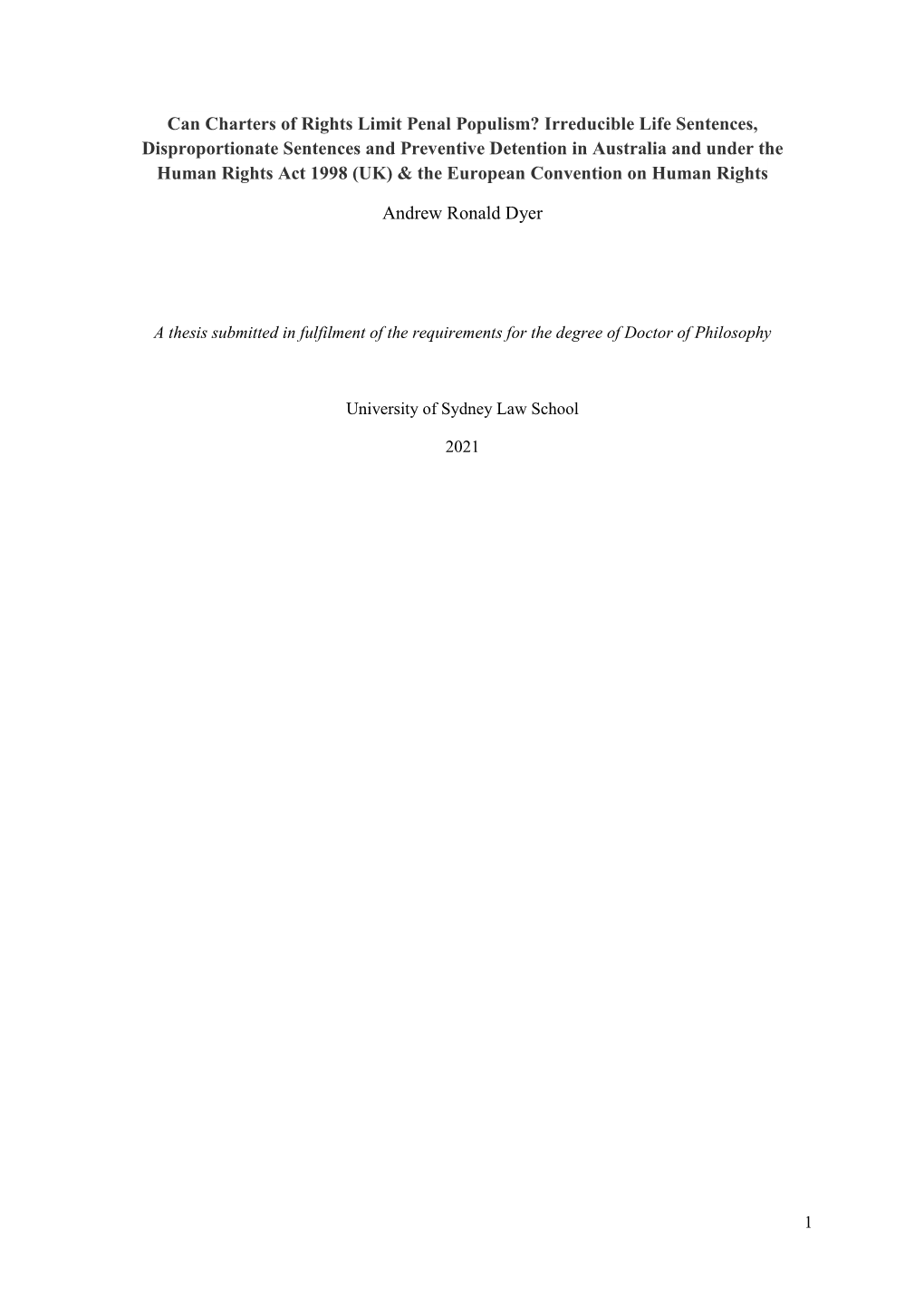 Thesis Submitted in Fulfilment of the Requirements for the Degree of Doctor of Philosophy