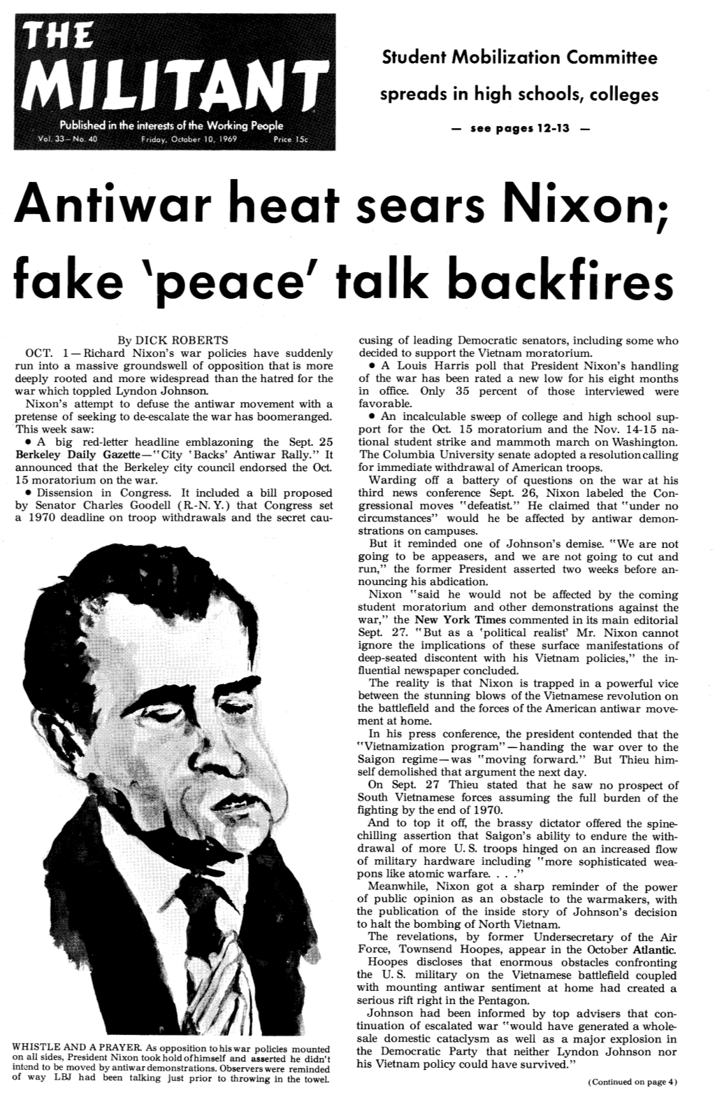Antiwar Heat Sears Nixon; Fake 'Peace' Talk Backfires