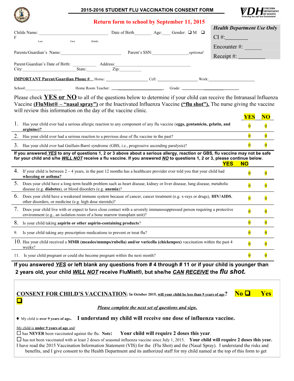 STUDENT Influenza Vaccination Consent Form s2