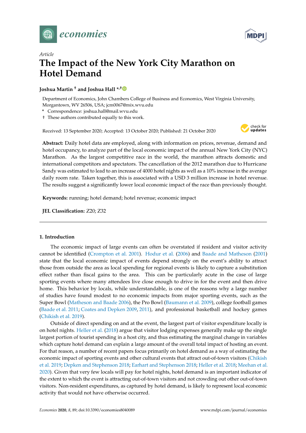 The Impact of the New York City Marathon on Hotel Demand