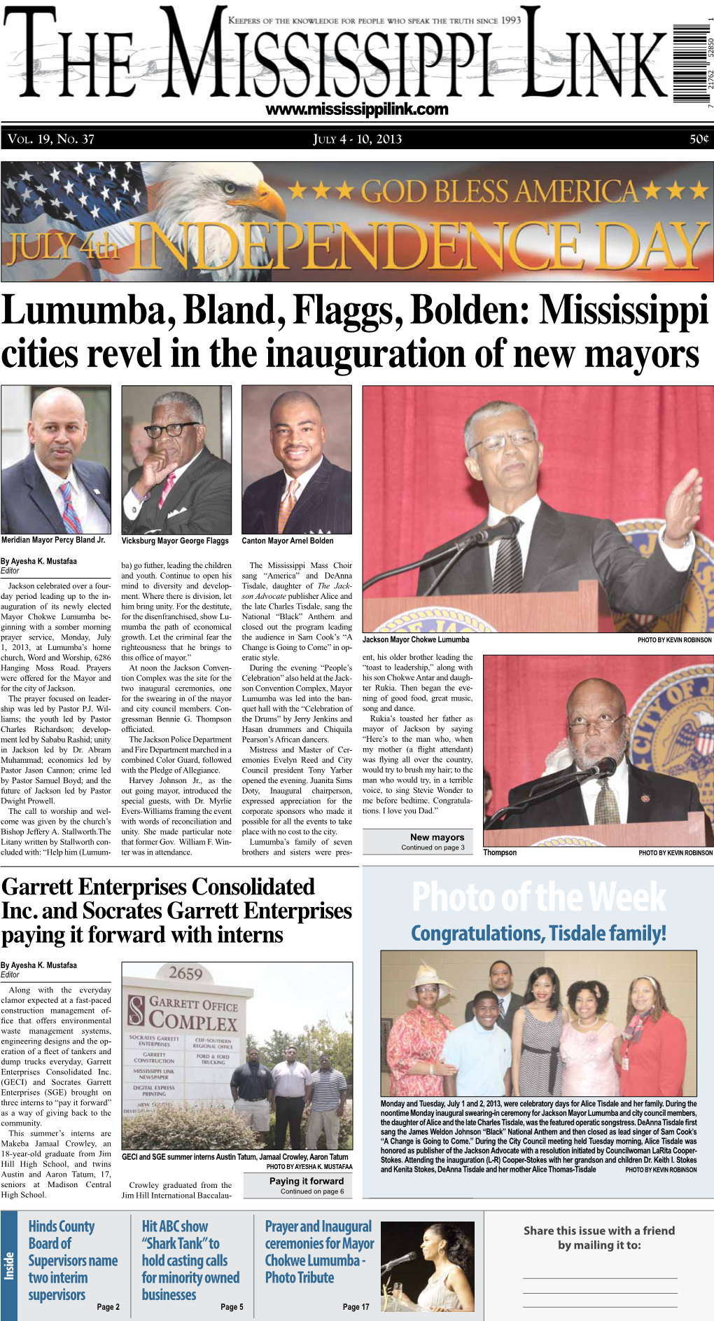 Lumumba, Bland, Flaggs, Bolden: Mississippi Cities Revel in the Inauguration of New Mayors