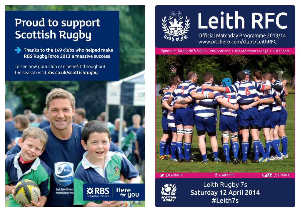 Leith RFC Official Matchday Programme 2013/14