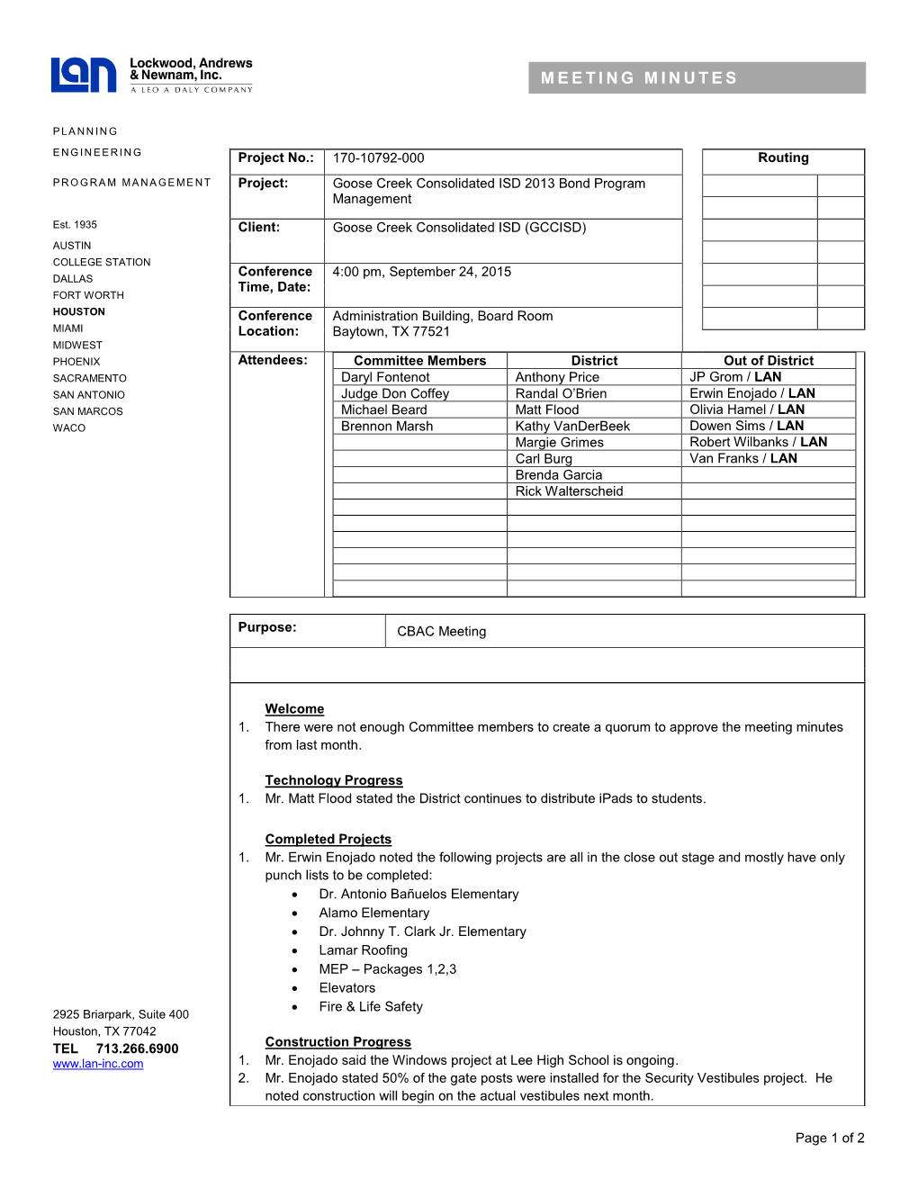 Meeting Minutes