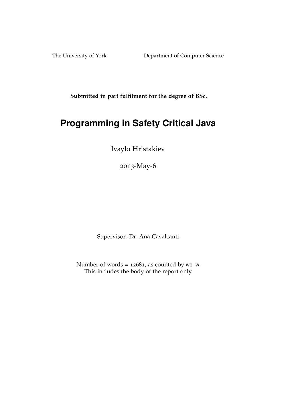 Programming in Safety Critical Java