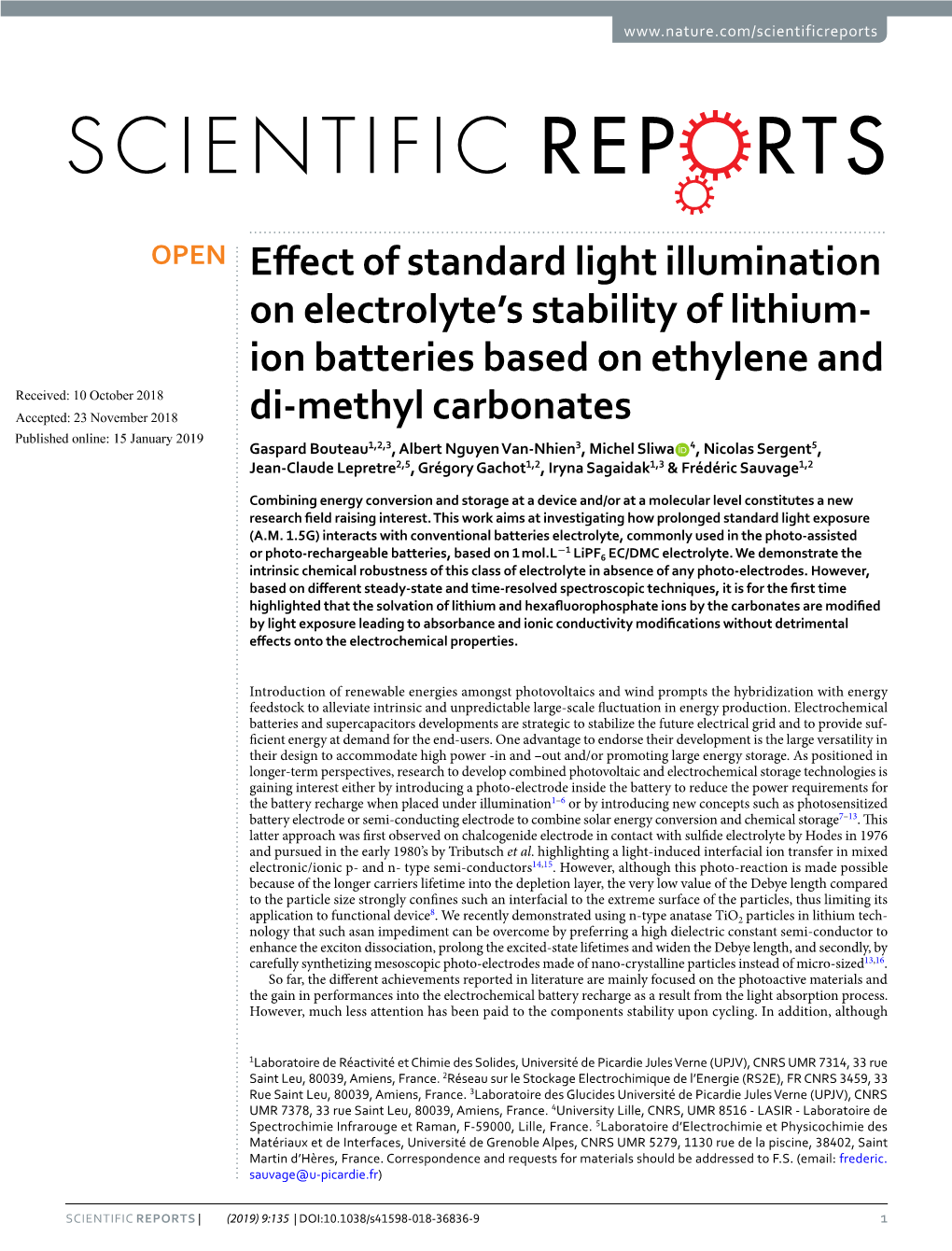 Effect of Standard Light Illumination on Electrolyte's Stability of Lithium-Ion