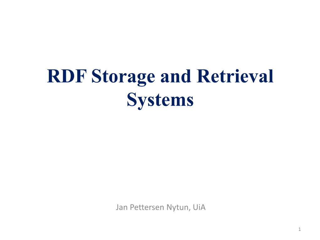 RDF Storage and Retrieval Systems