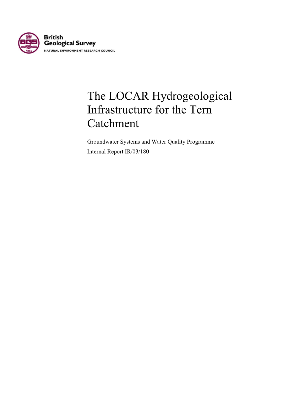 The LOCAR Hydrogeological Infrastructure for the Tern Catchment