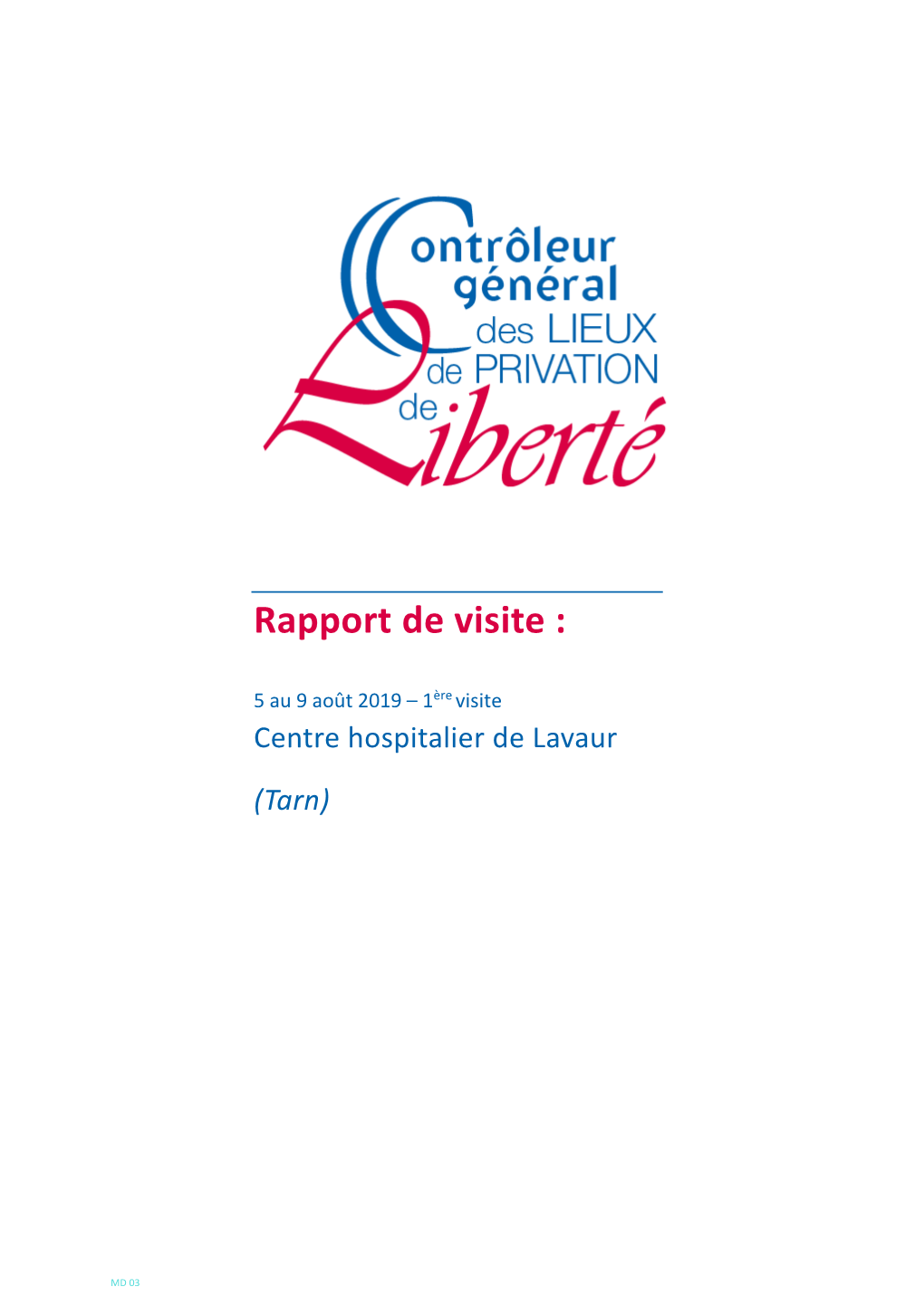 Rapport De Visite Du Centre Hospitalier De Lavaur