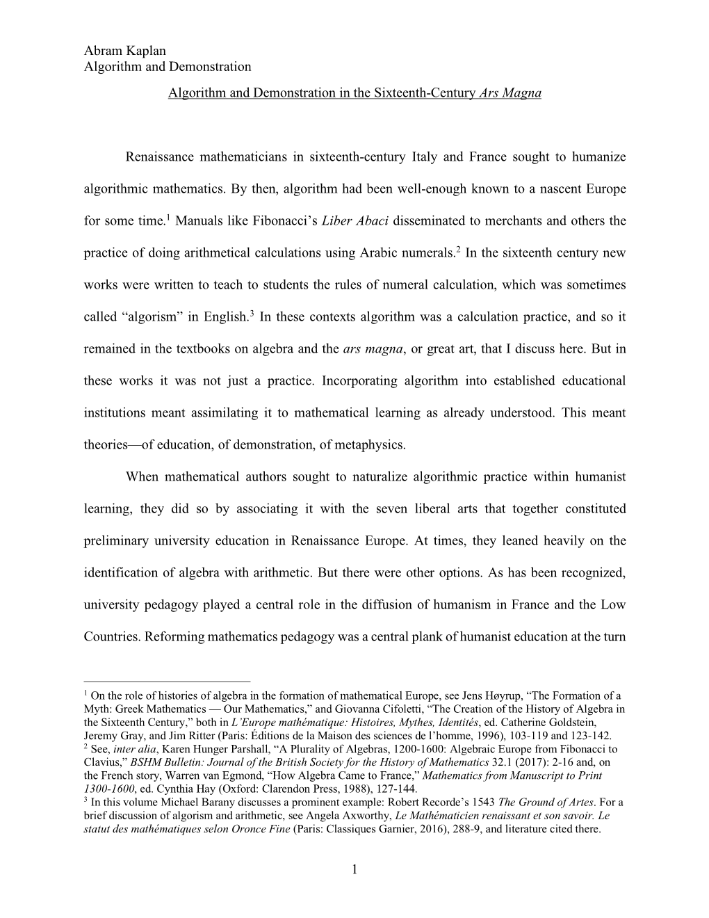 Abram Kaplan Algorithm and Demonstration 1 Algorithm And