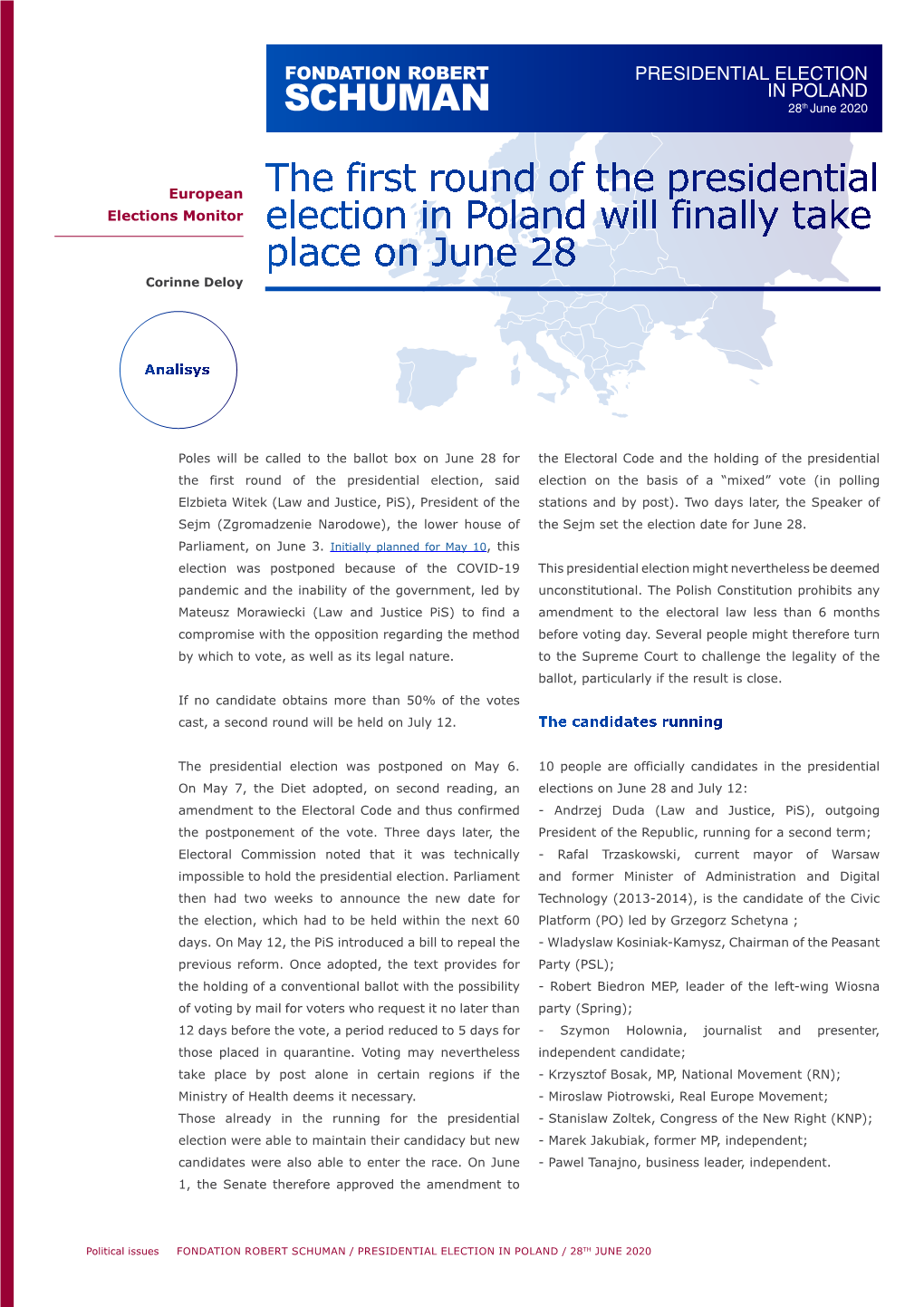 PRESIDENTIAL ELECTION in POLAND 28Th June 2020
