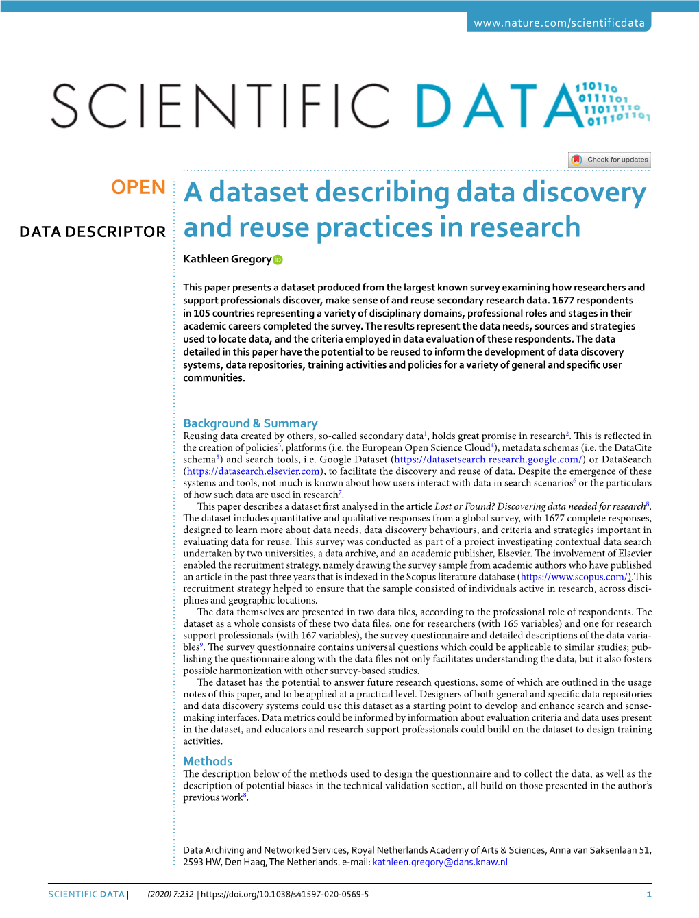 A Dataset Describing Data Discovery and Reuse Practices in Research
