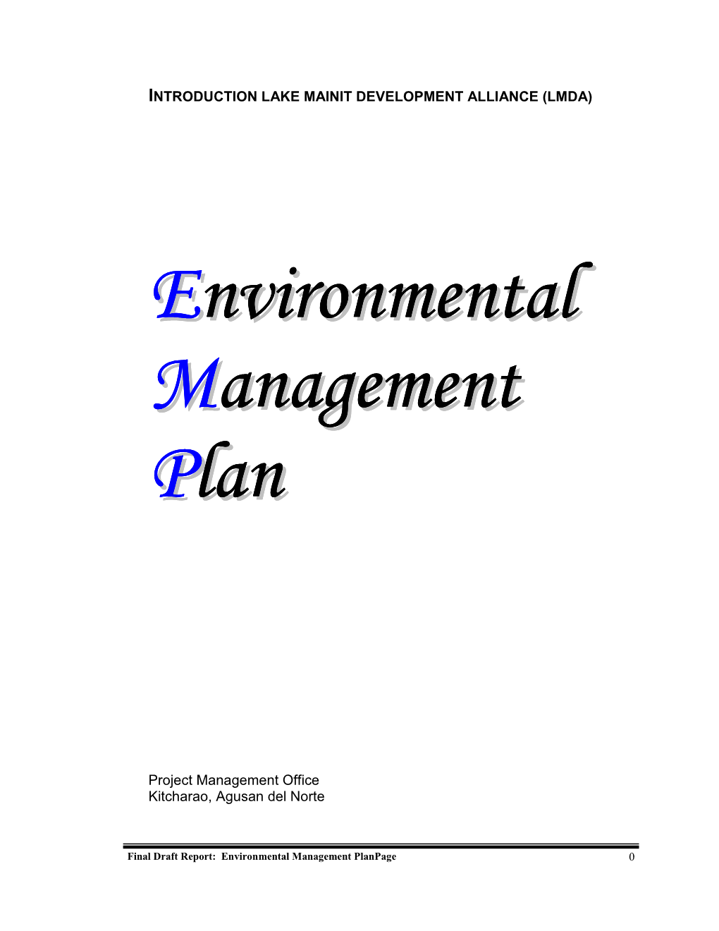 Lake Mainit Environmental Management Plan