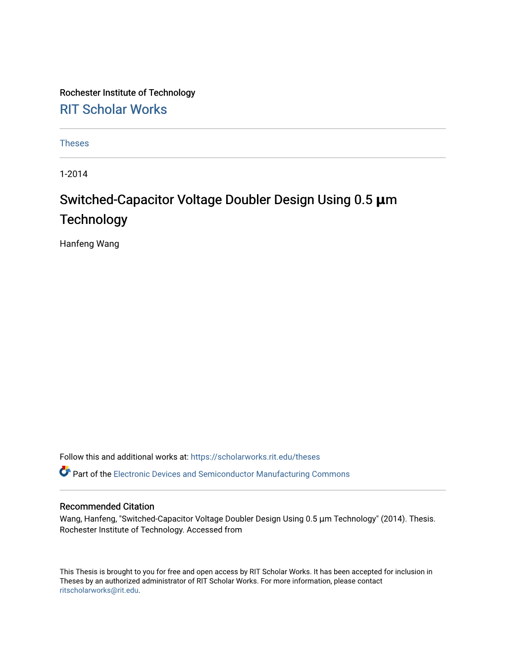 Switched-Capacitor Voltage Doubler Design Using 0.5 Μm Technology