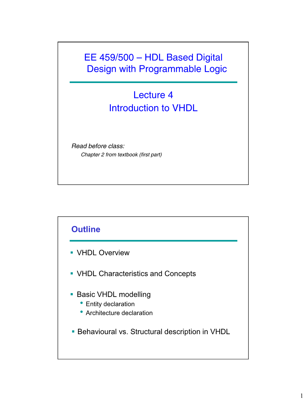 Intro to VHDL