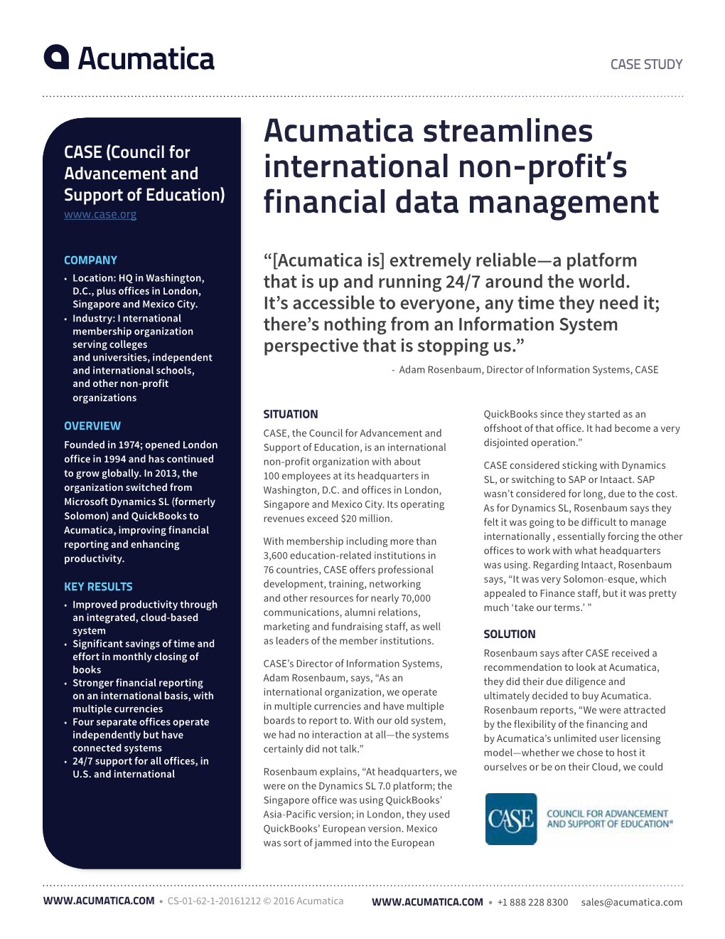 Acumatica Streamlines International Non-Profit's Financial Data Management