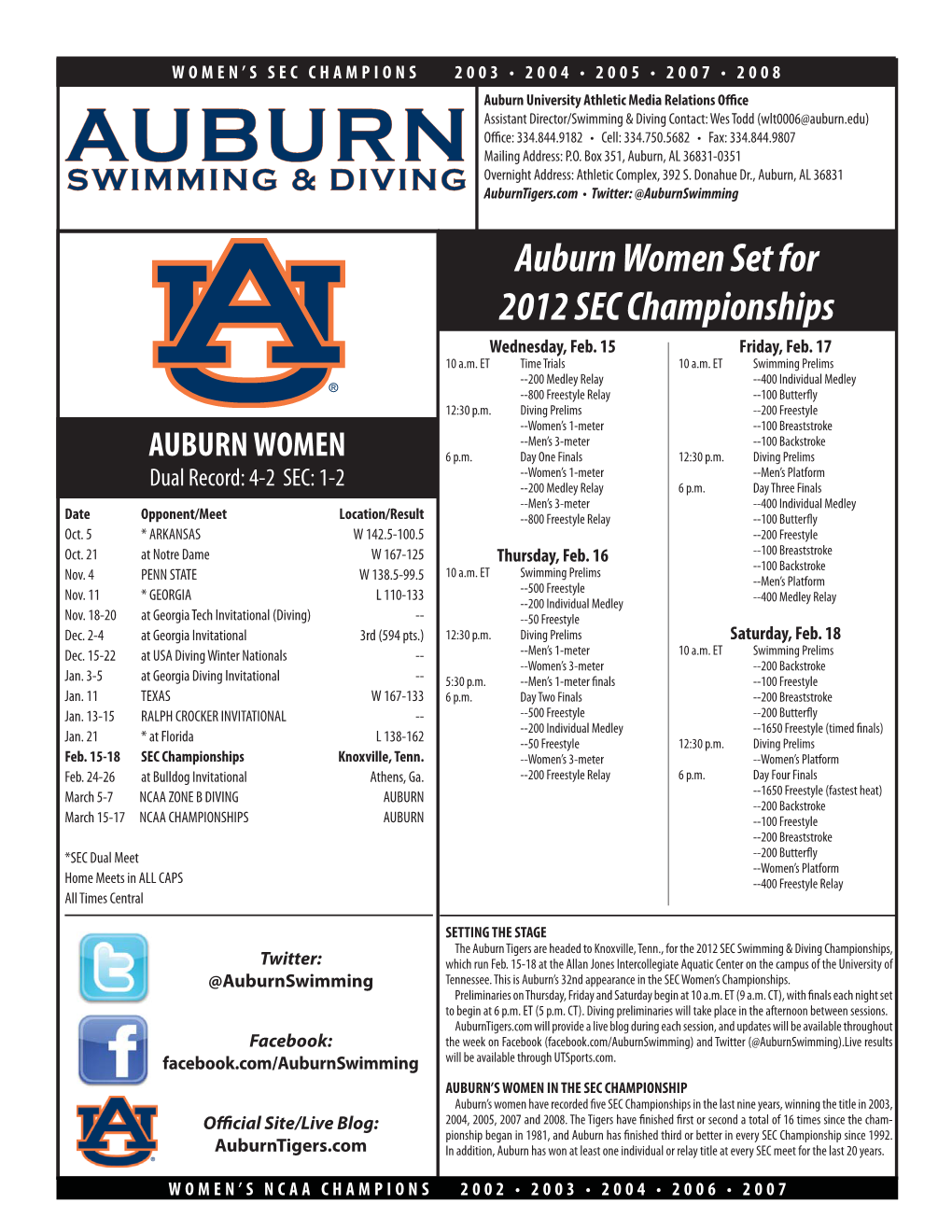 2012 SEC Women's Notes.Indd